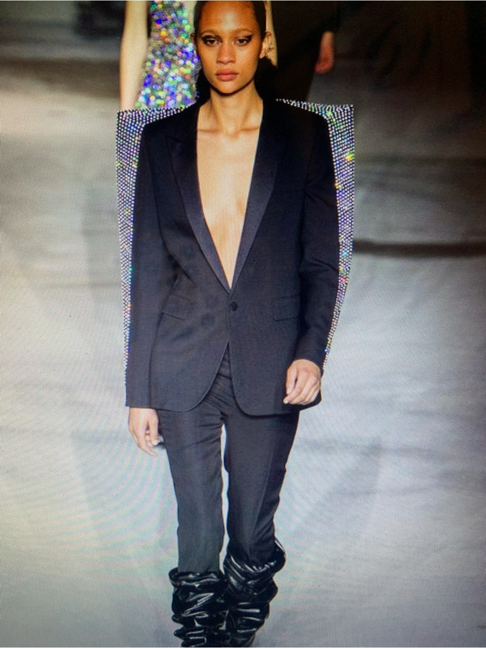 Runway Saint Laurent Black Blazer with Crytals